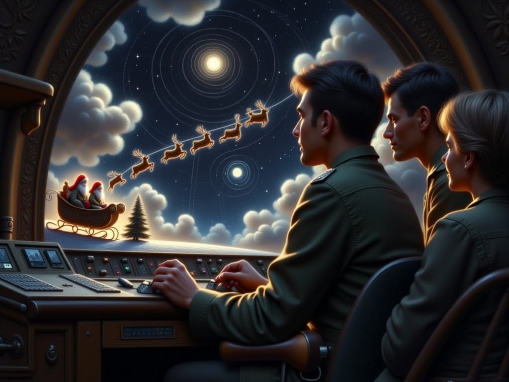 Air Traffic Controllers Gaze at Whimsical Santa Sleigh