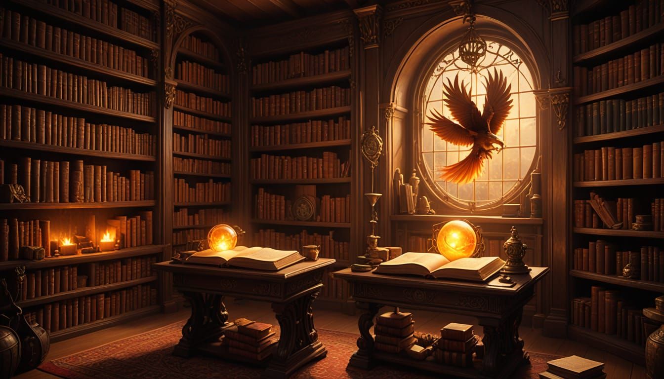 Cozy Wizard's Study in Whimsical Fantasy Style