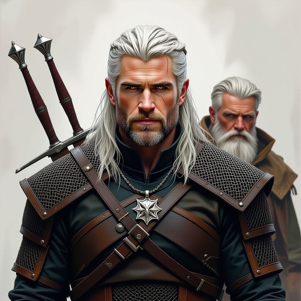 Geralt and Vesemir: Dark Fantasy Digital Painting