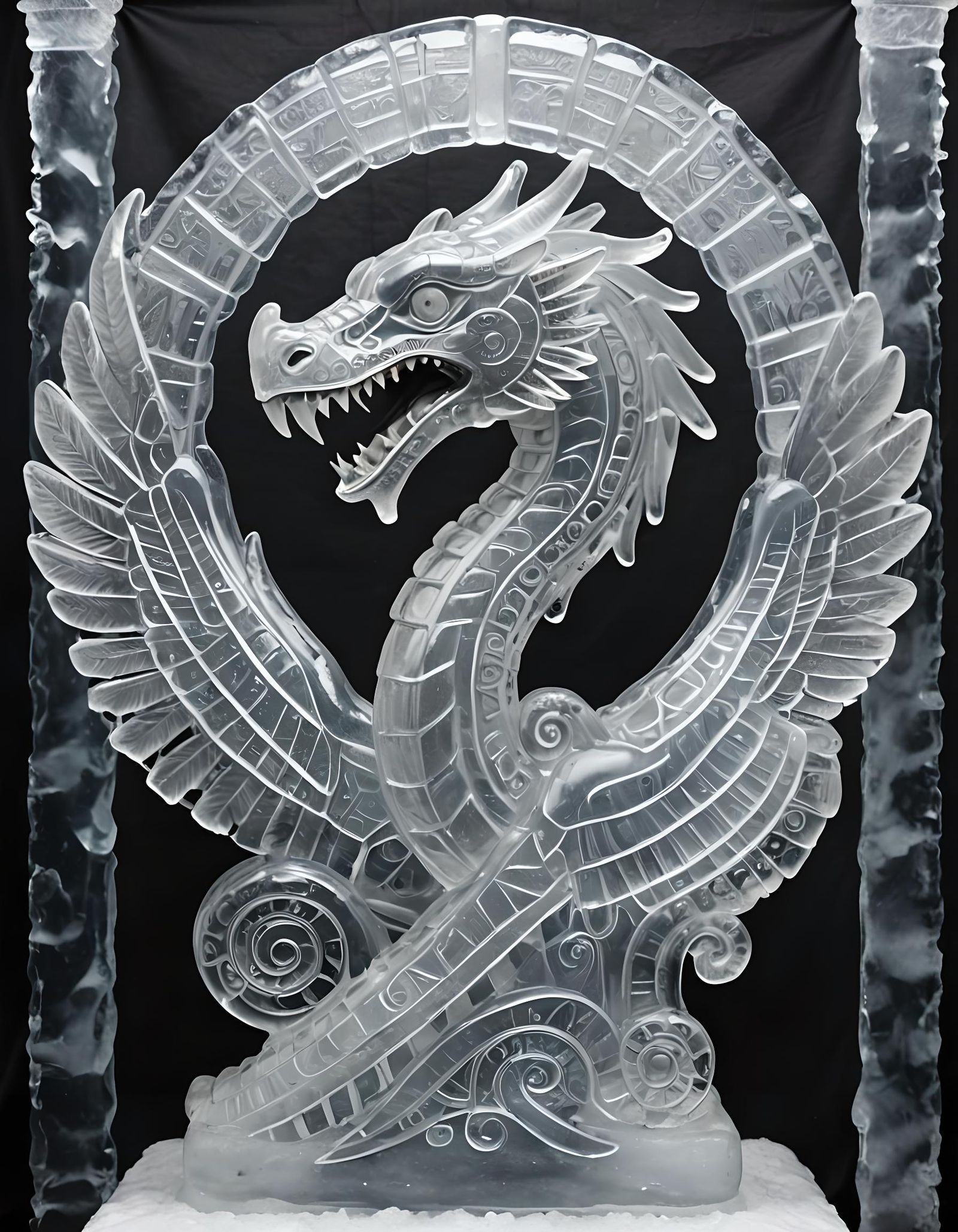 Aztec Winged Serpent Ice Sculpture