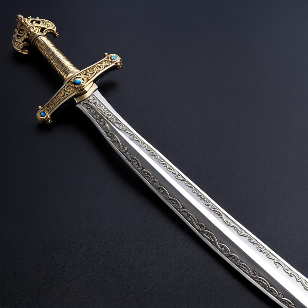 Excalibur, THE sword, detailed metalwork, detailed pummel, p...