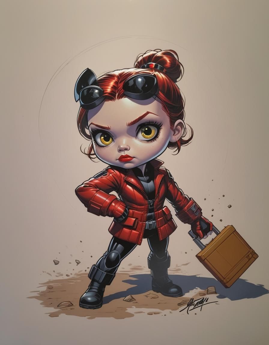 Comic Book Art of Black Widow in Smooth Style