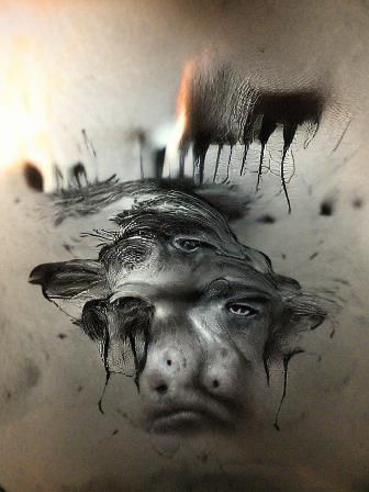 Soulful Charcoal Figure in a Haunting Rembrandt-Inspired Sce...