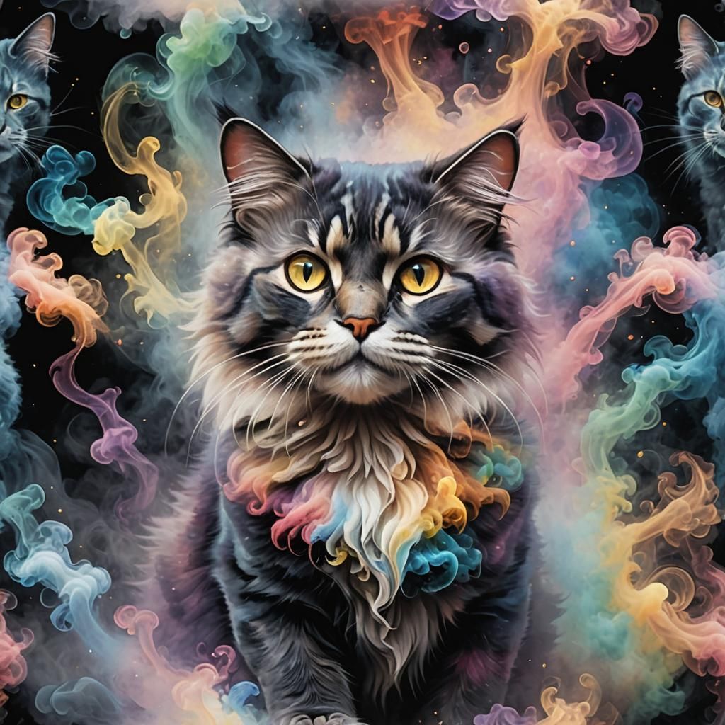 Whimsical Cat Emerge from Dreamy Depths