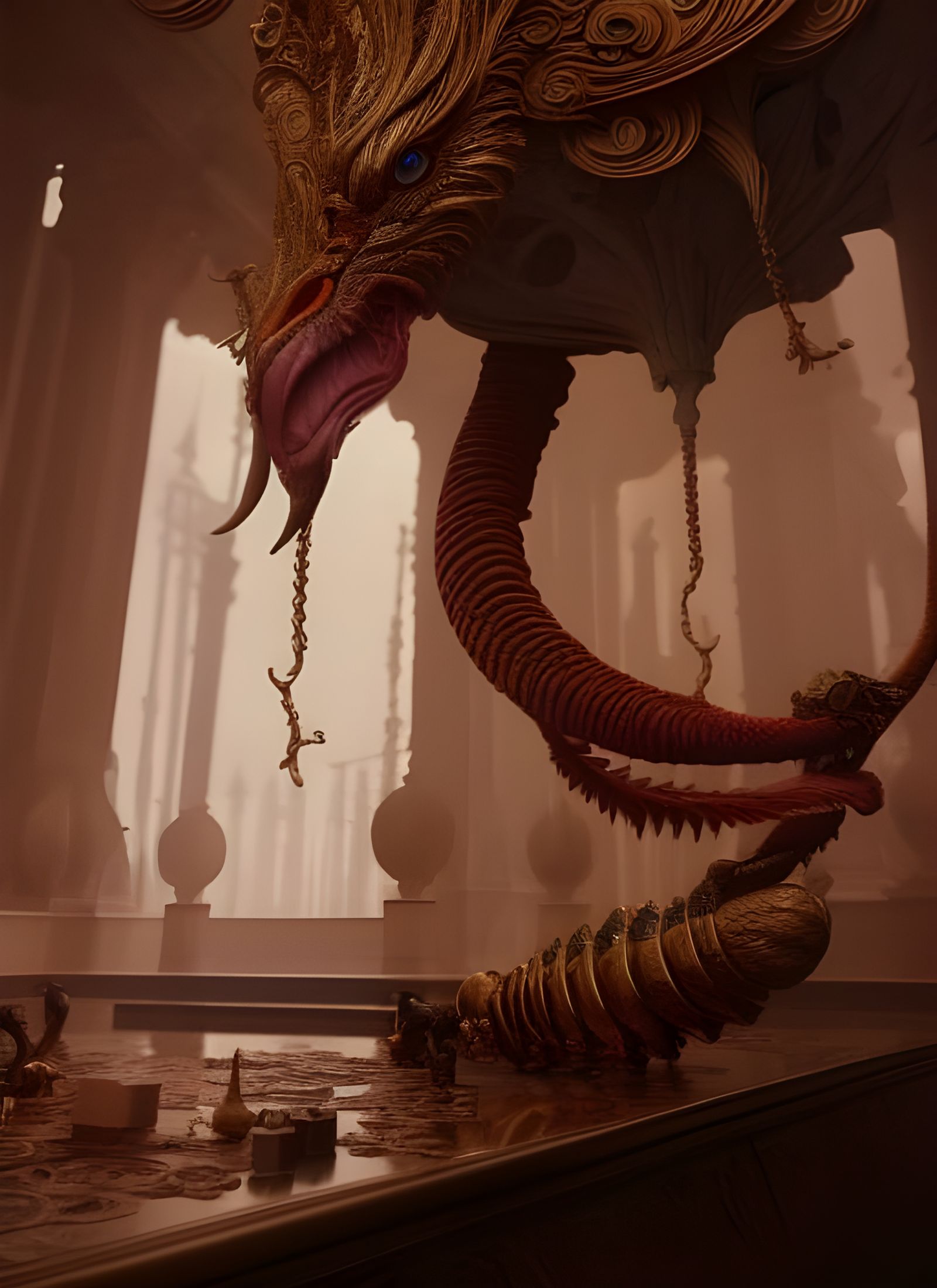 Ethereal Hypermaximalist Portrait: A Serene Dragon Goddess D...