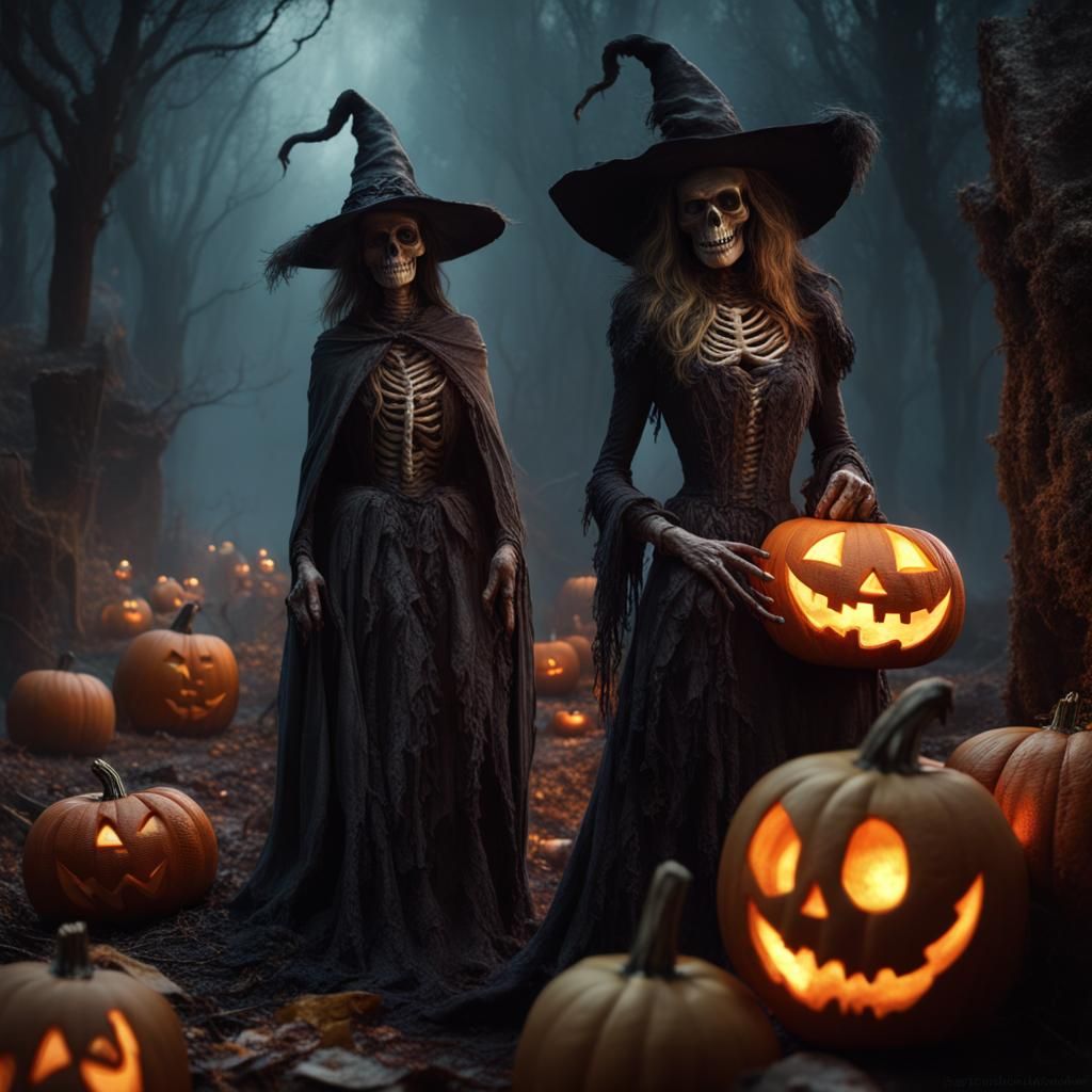 Surreal Halloween Witches Conjure Magic in a Sinister World
