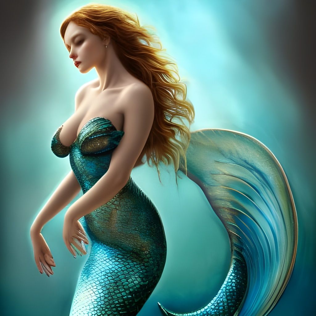 Regal Mermaid with Intricate Teal Beauty