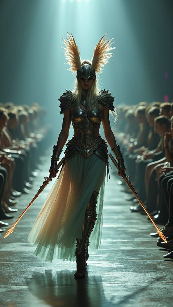 Valkyrie Goddess Lands in Style, Mythopunk Glamour