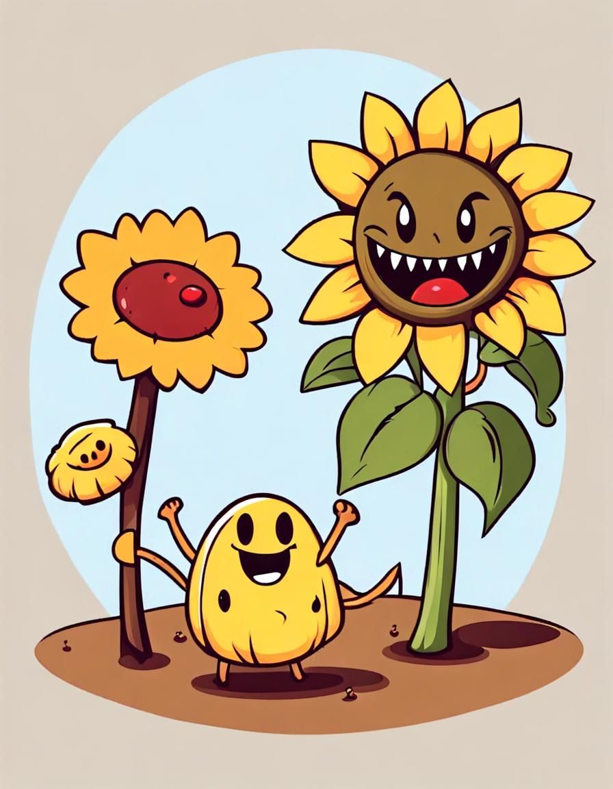 Sunny Sunflower Menace with Knife