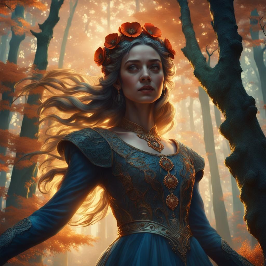 Regal Woman in Mystical Forest