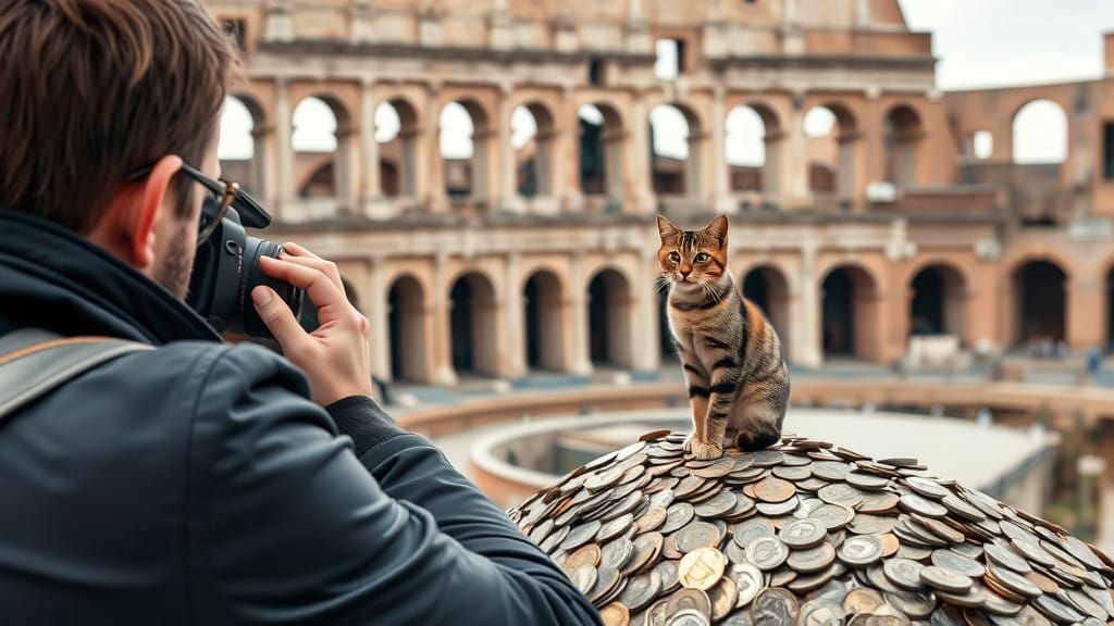Photographer Captures Cat in Ancient Roman Glory