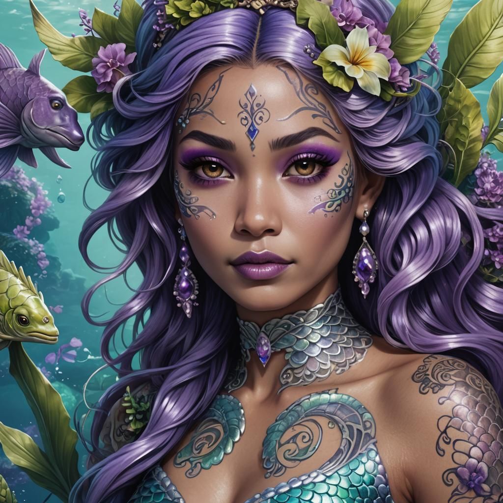 Sensual Mermaid in Triadic Hues