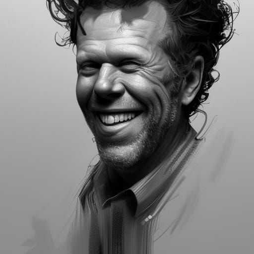 Tom Waits smiling