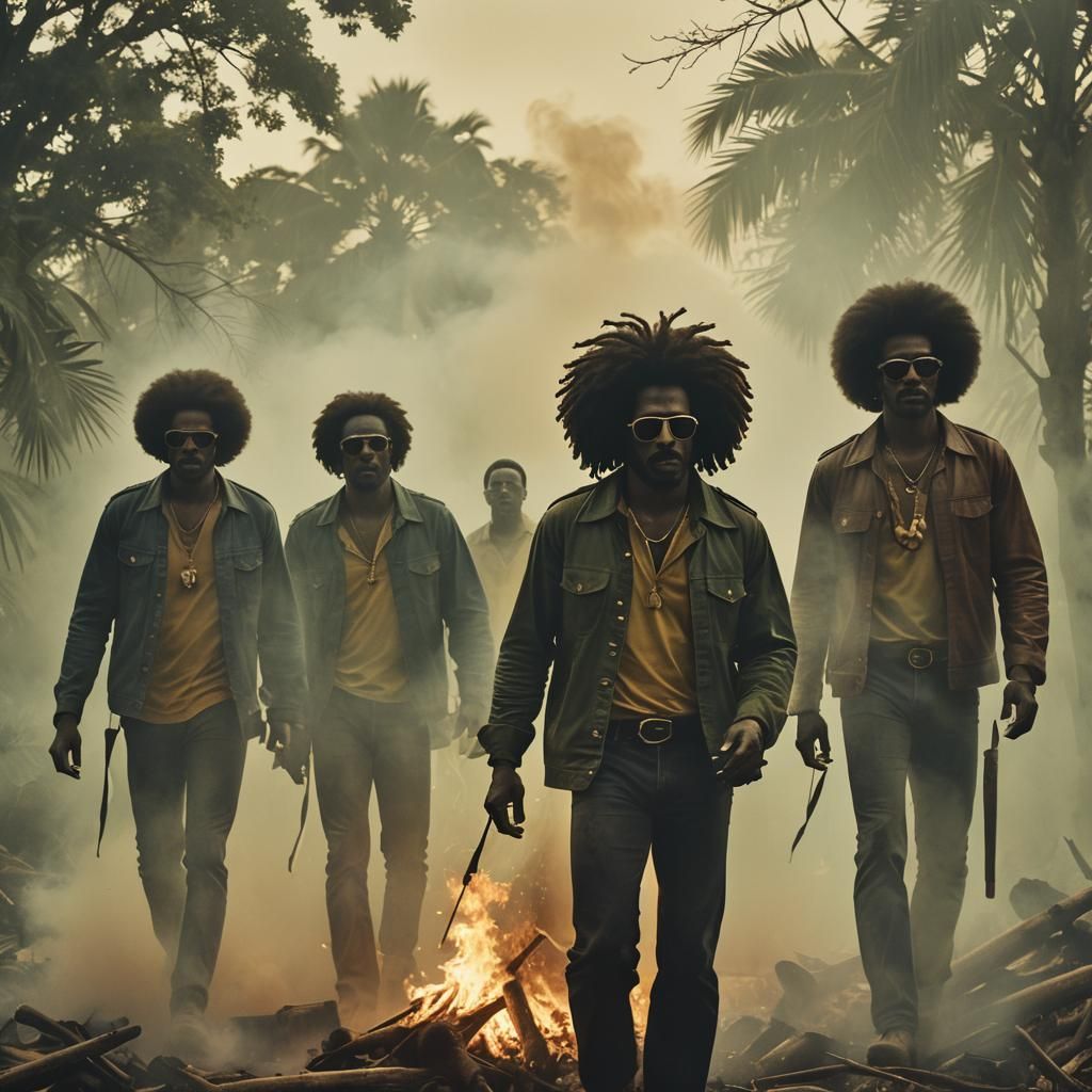 Reggae Icon Silhouettes in Gritty Jamaican Fog