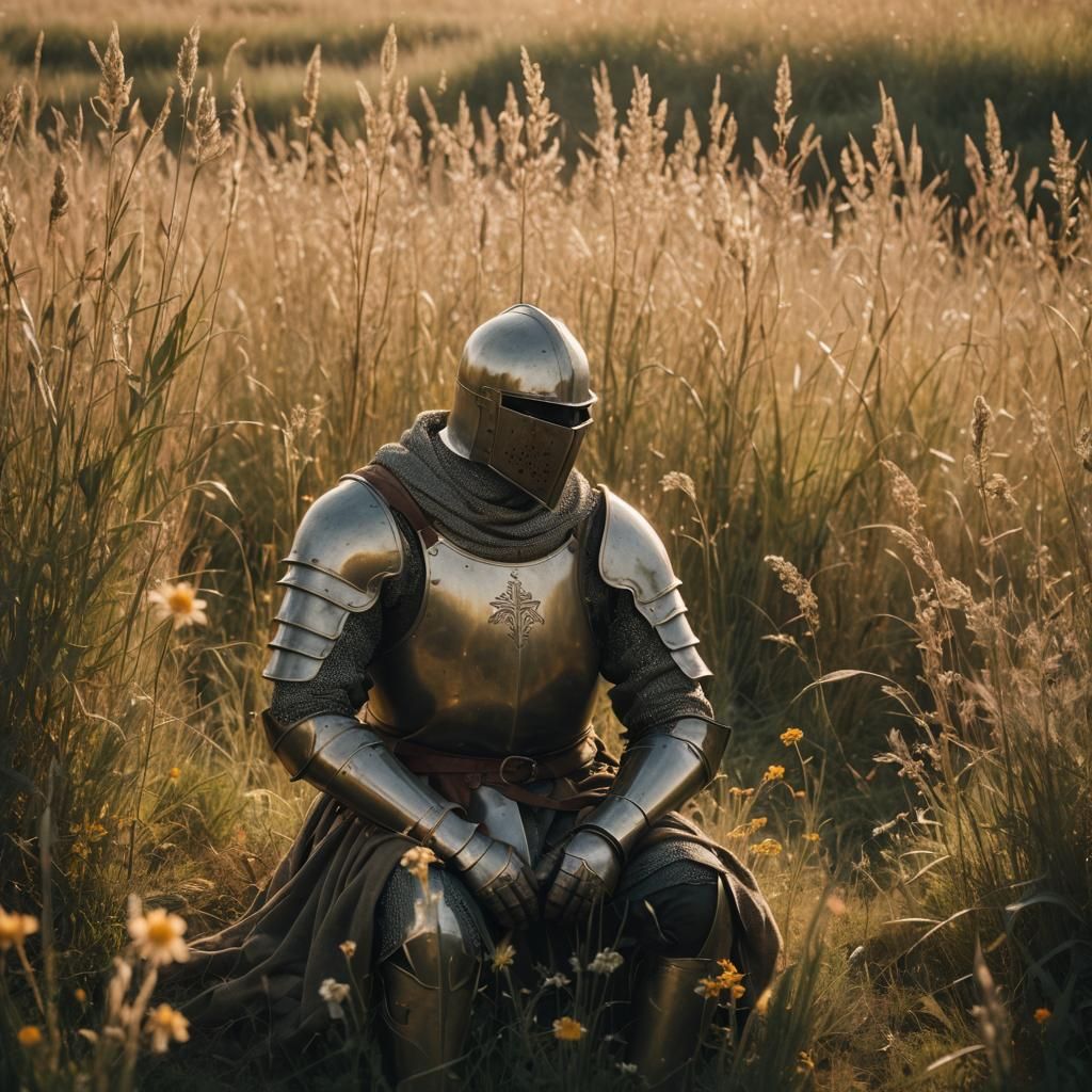 Epic Medieval Knight in Golden Light