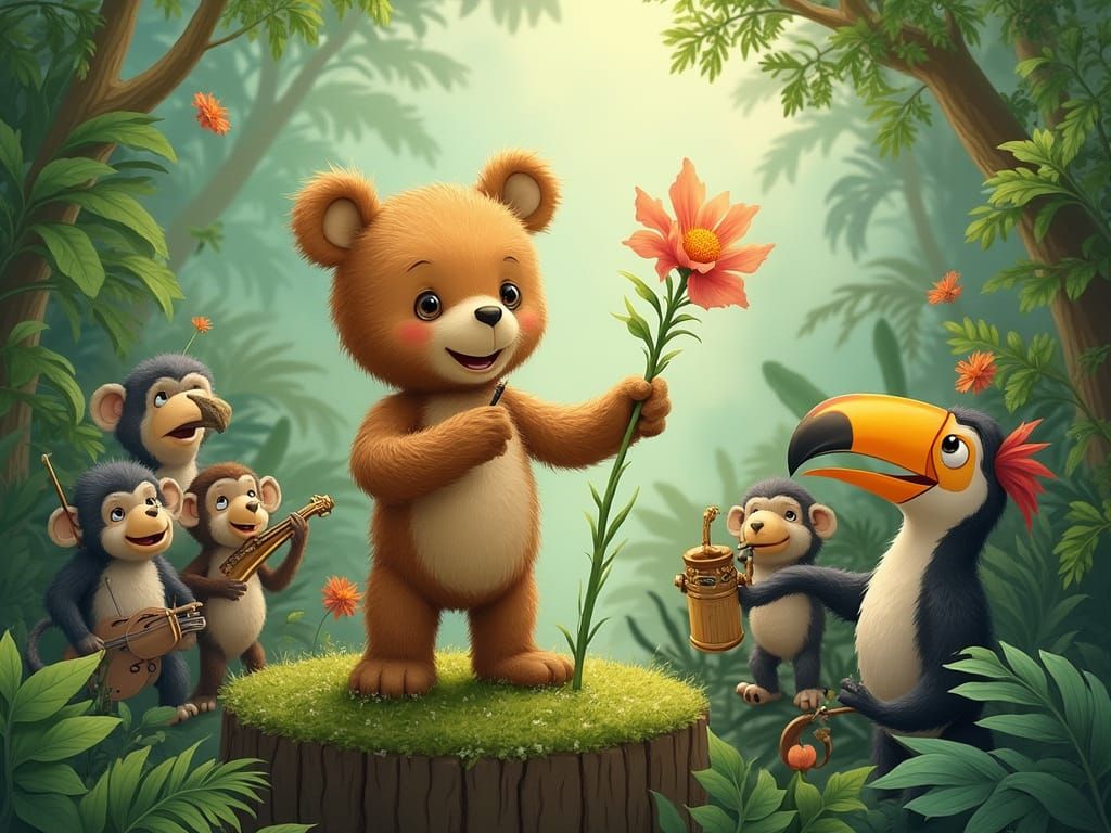 Teddy Bear Conducts Jungle Orchestra: Children's Illustratio...