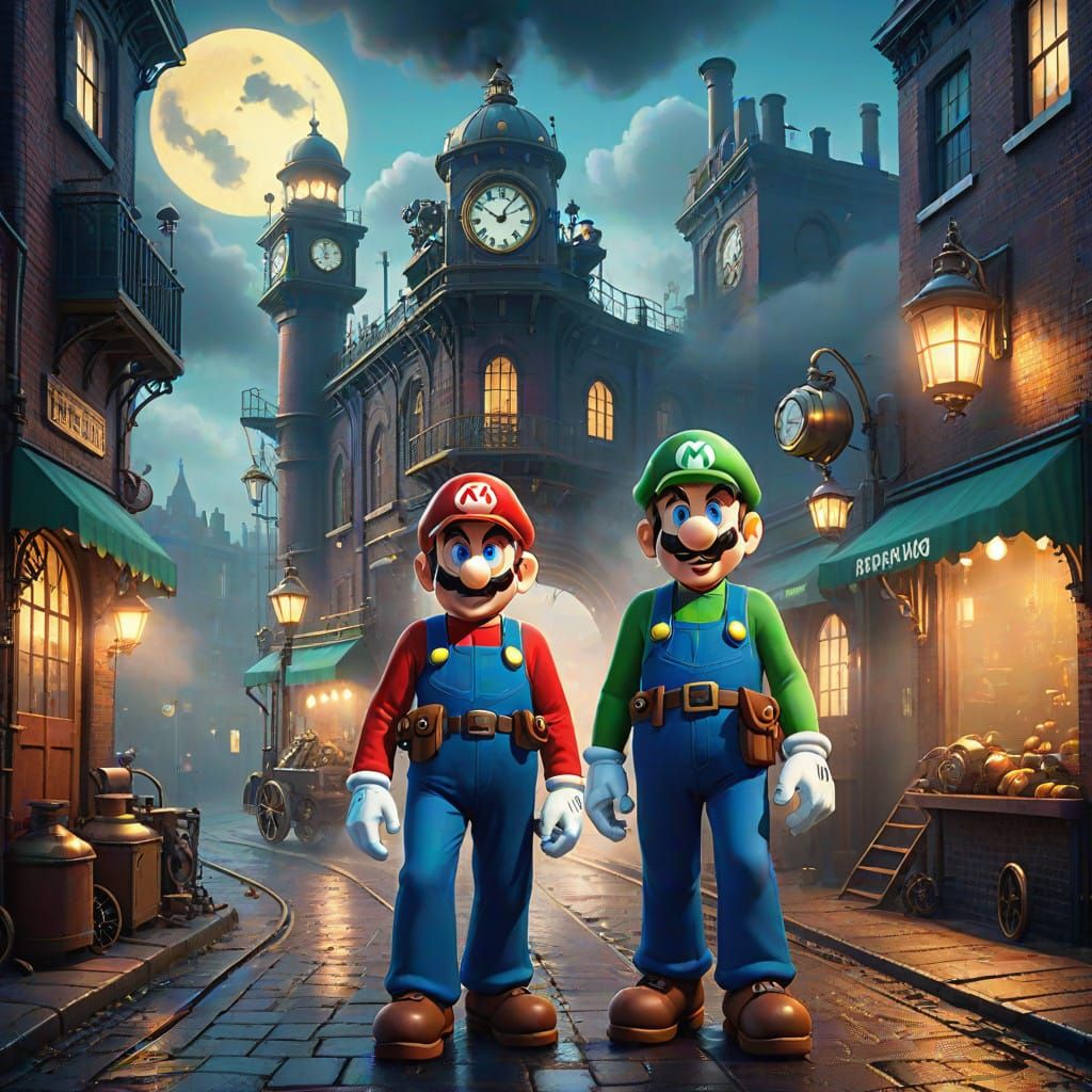 Steam Punk Super Mario Bros in Victorian-Era Metropolis