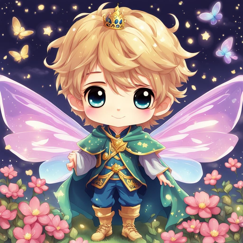 Chibi Fairy Prince in Whimsical Disney Anime Style