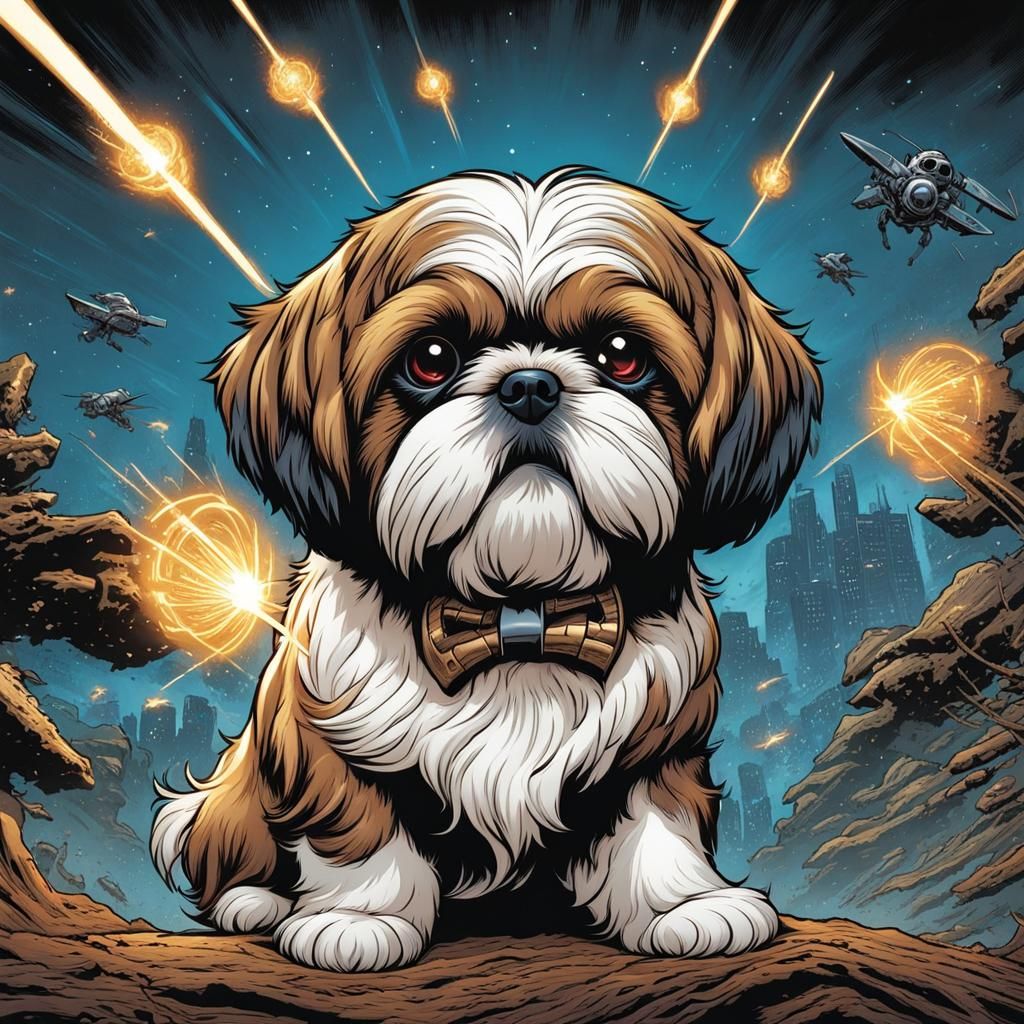 Flea-Powered Frenzy: A Comic Book Shih Tzu