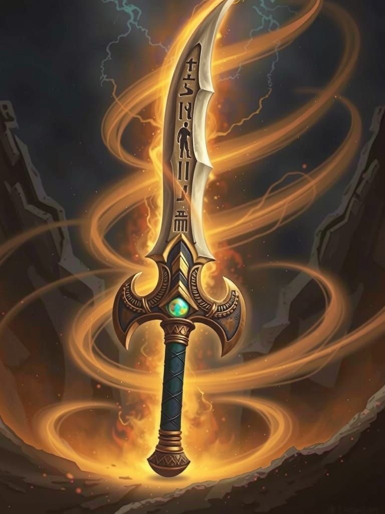 Ancient Egyptian Khopesh Sword with Elemental Blade