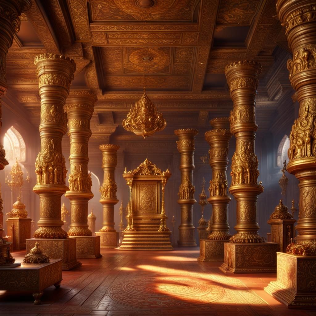 Gigantic Hindu Temple Treasury in Fantasy Concept Art