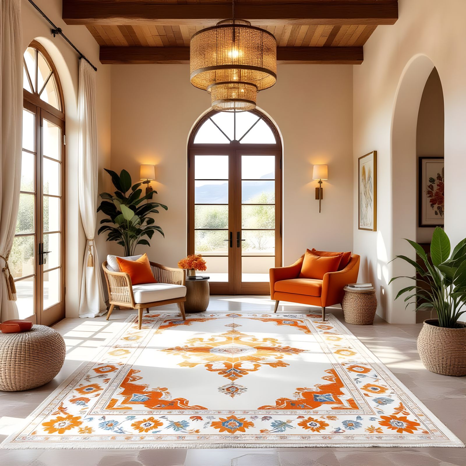 Luxurious Mediterranean Rug with Arabesque Motifs