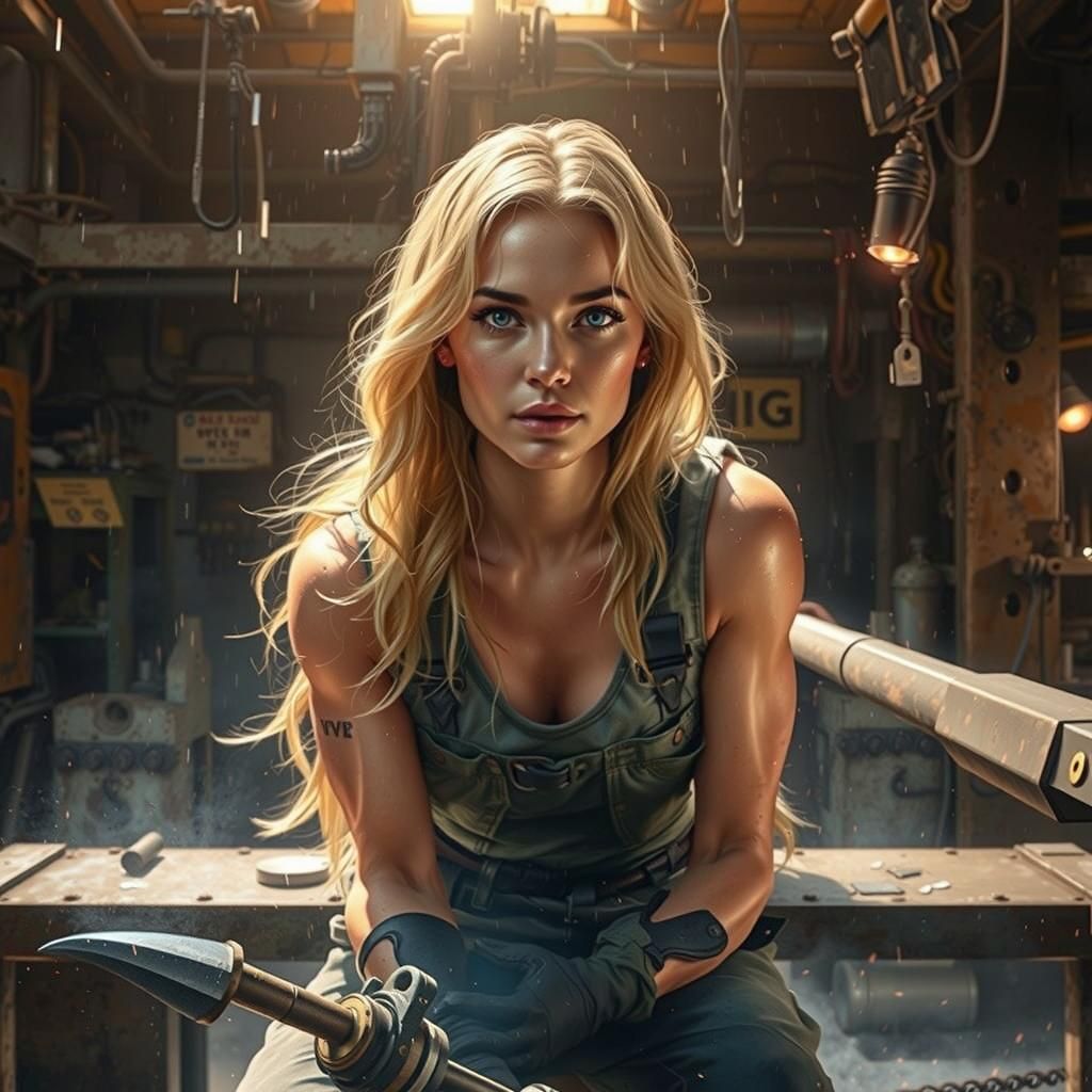 Steel Foundry Worker in Vivid Hyperrealism