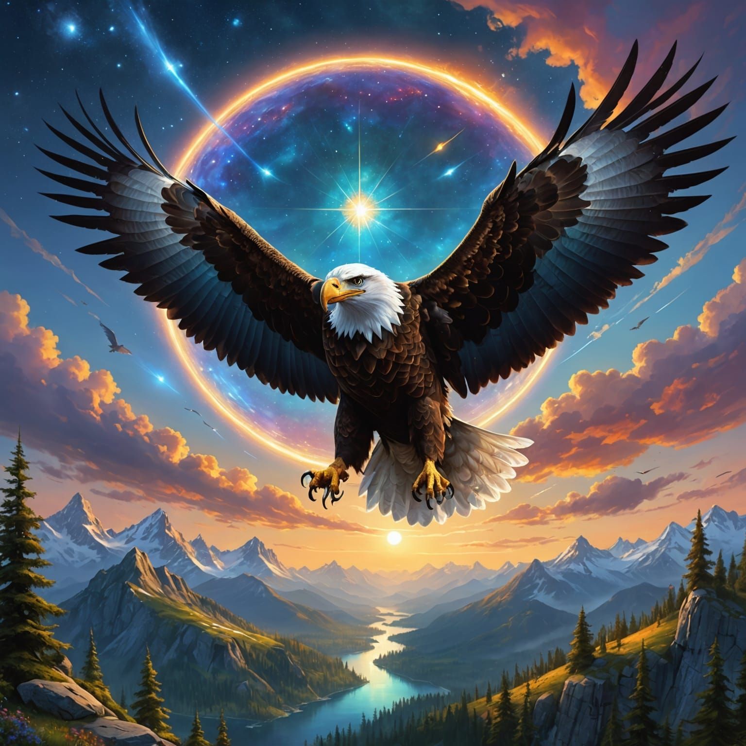 Soaring Through the Cosmos on Iridescent Wings