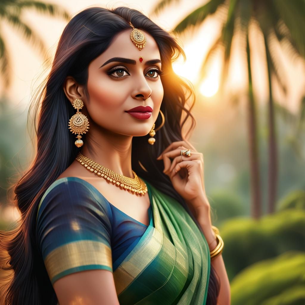 A Young Indian Woman in Traditional Saree