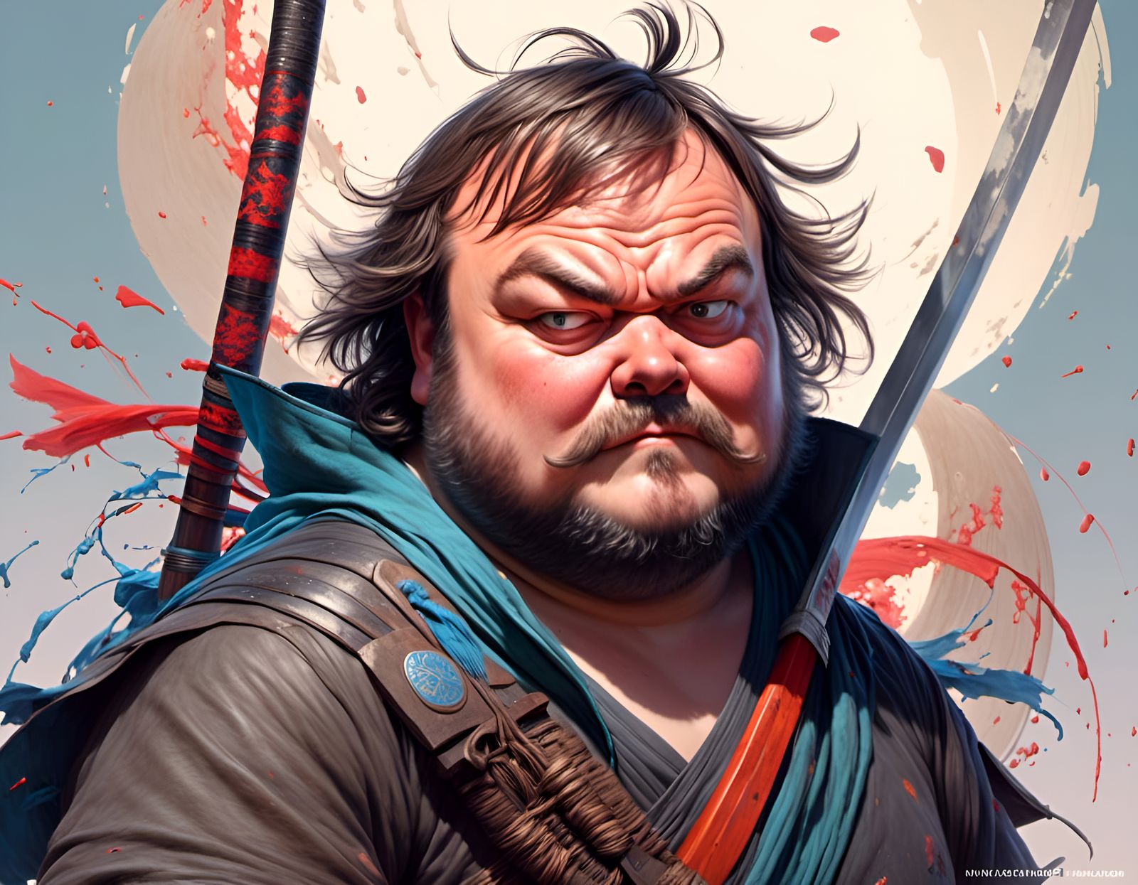 Ninja Jack Black in a Detailed Digital Portrait