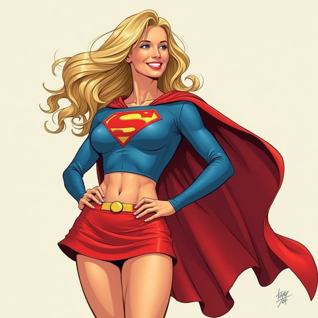 Breezy Blonde Supergirl Embodying Wholesome Perfection