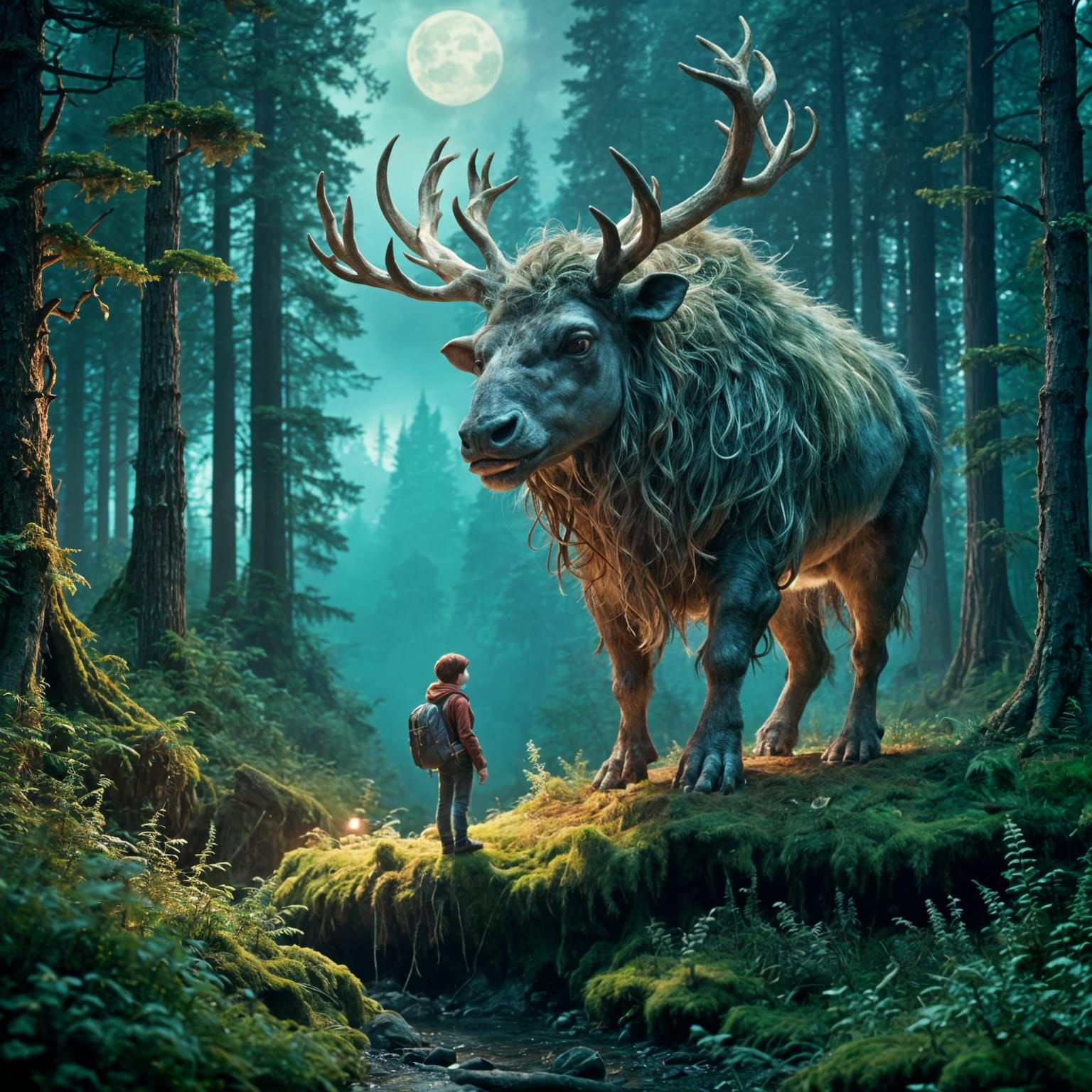 Midnight Wanderer at Forest Edge