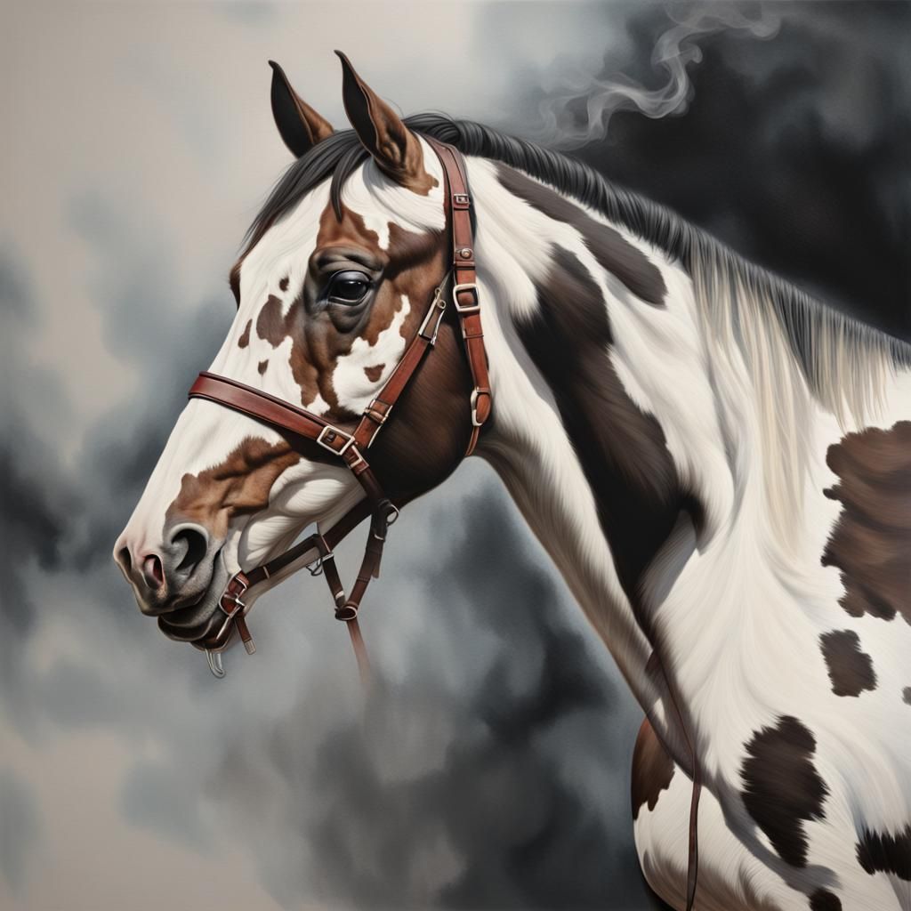 GRAY AND WHITE PAINT HORSE 2