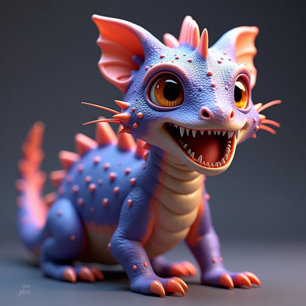 Vibrant, Hyper-Realistic Baby Cat-Dragon
