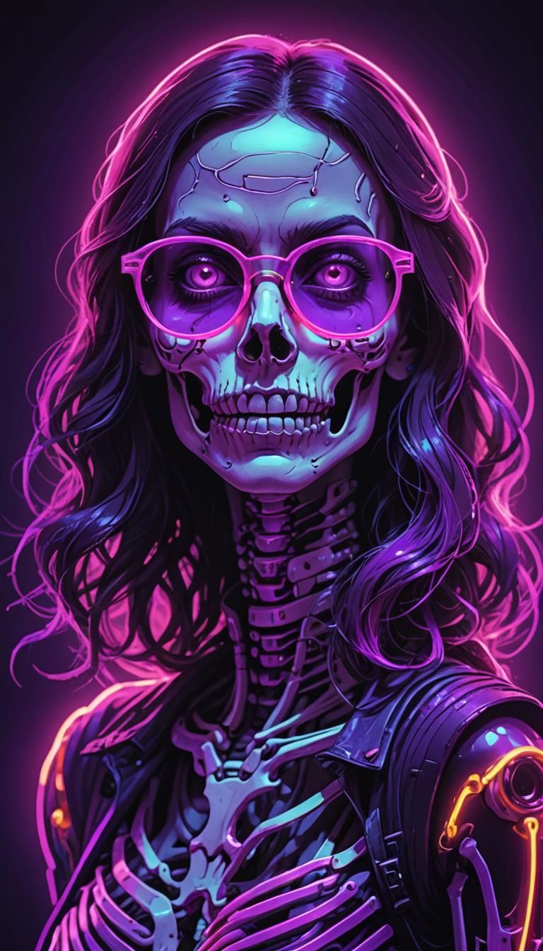 Neon Goddess in Synthwave Style