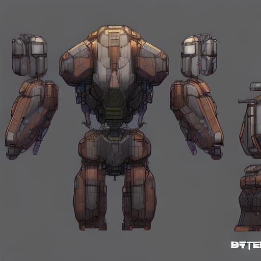 Battletech Battlemech Study in Intricate Digital Illustratio...