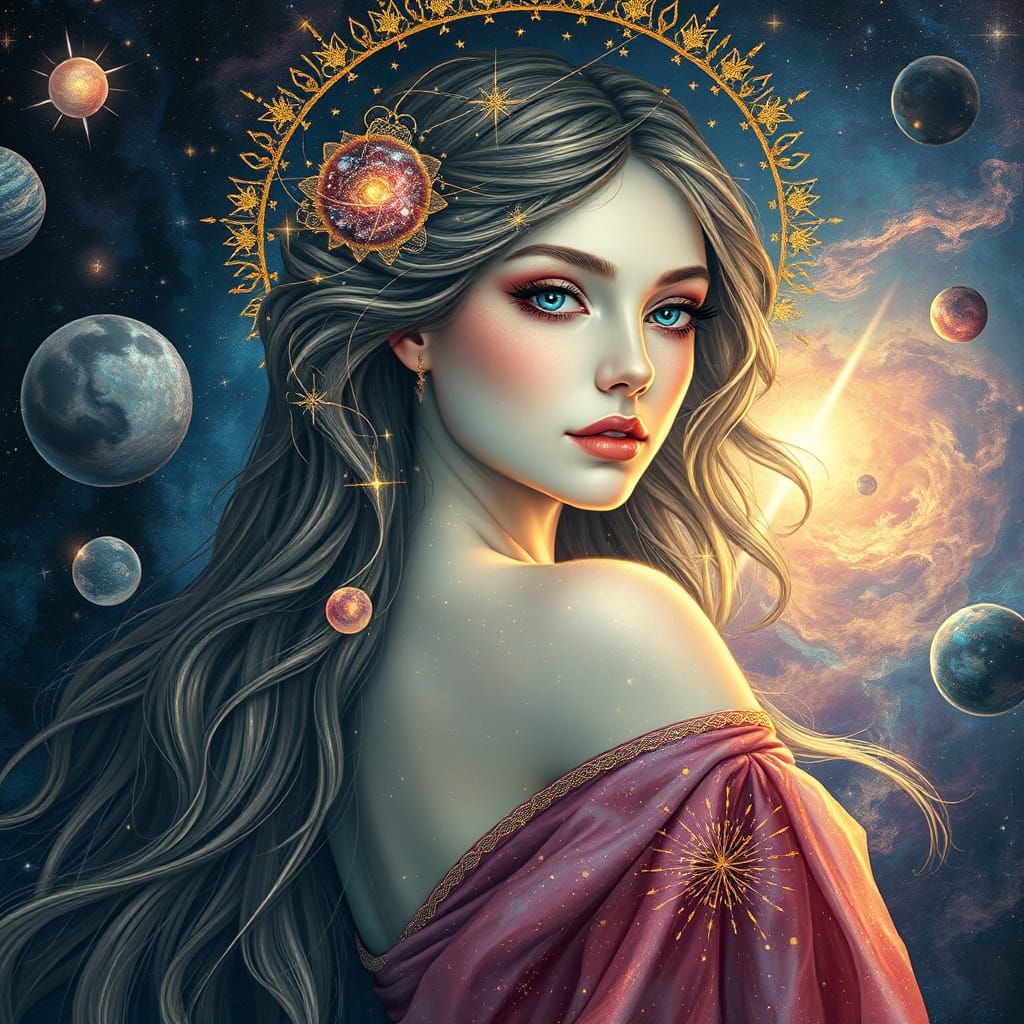 Celestial Goddess in Moonlit Splendor