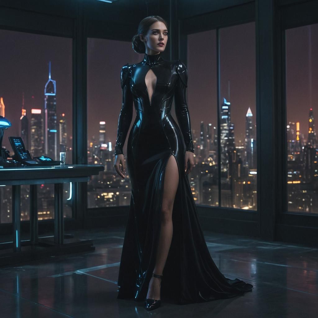 Futuristic Woman Supreme in High-Tech Laboratory