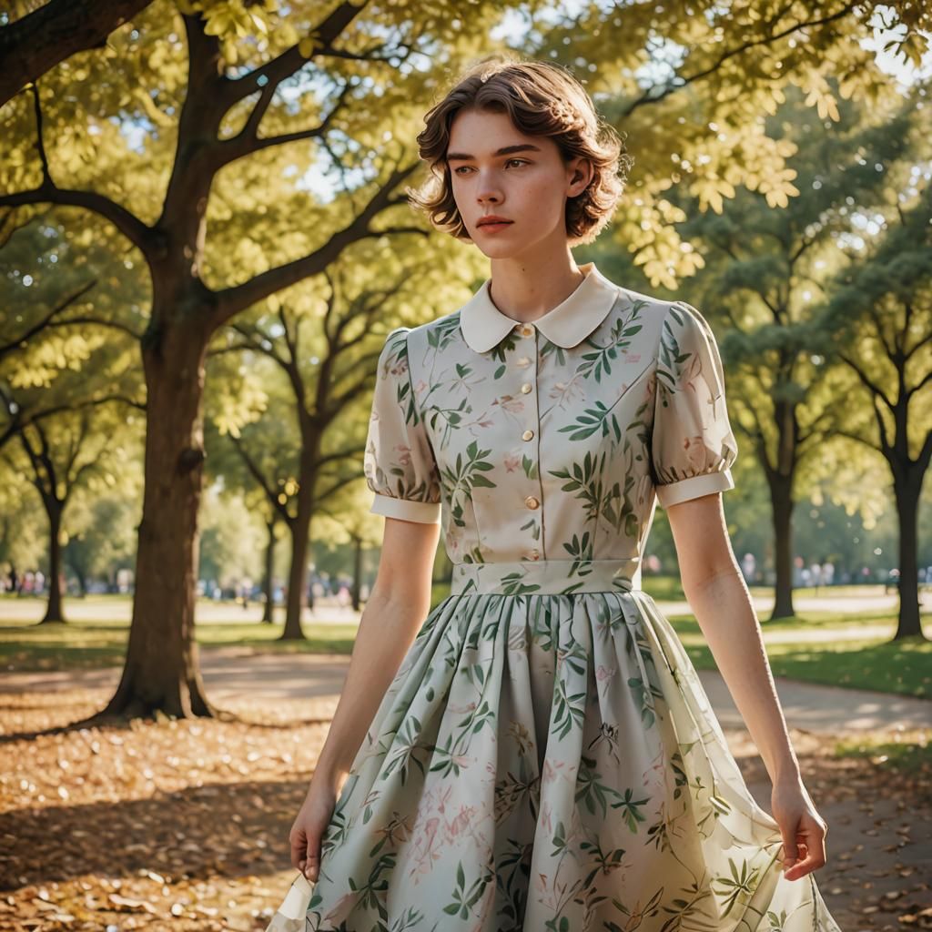 Fashion Forward Androgynous Style in a Park