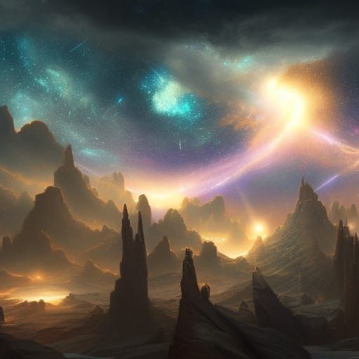Celestial Dreamscape in Vibrant, Deep Colors