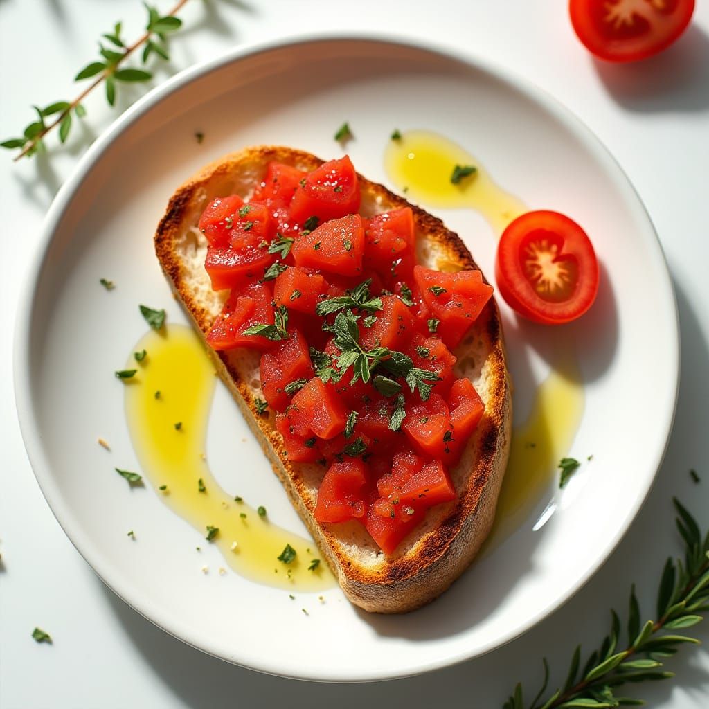 Tomato Topped Toast in Rustic Italian Style
