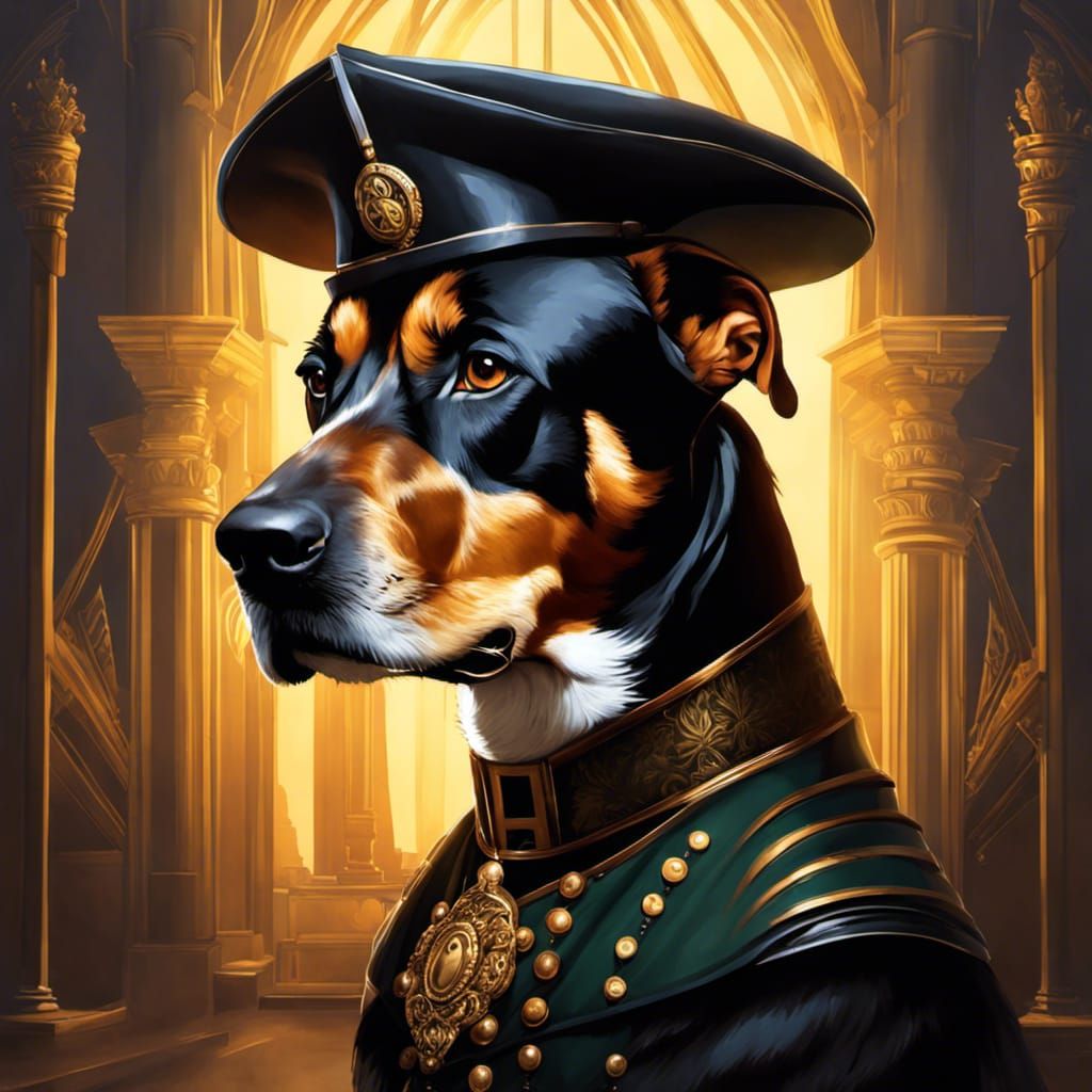 Regal Oil Portrait of a King with a Loyal Dog