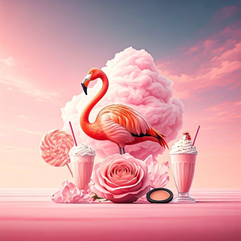 Whimsical Dreamscape with Cherry Blossoms and Pastel Hues