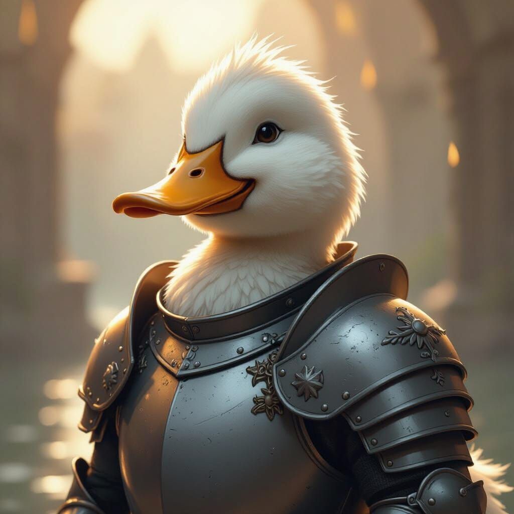 Duck Knight in Armor, Digital Painting Style