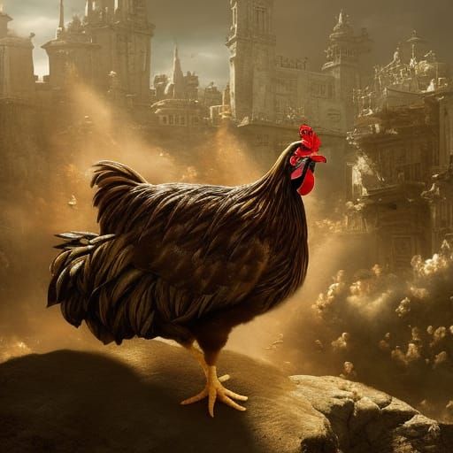 Epic Cinematic Digital Masterpiece of a Majestic Chicken