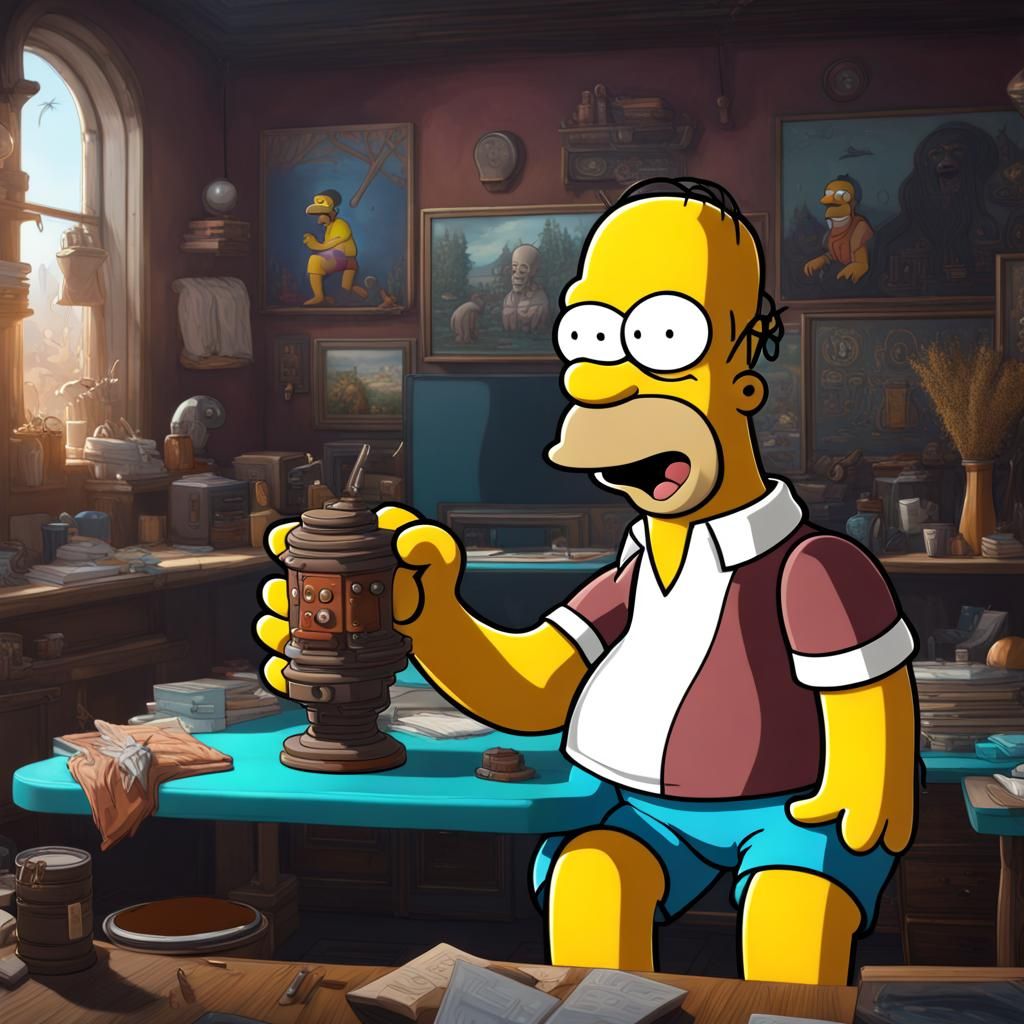 Surreal Homer Simpson Half Man Half Monkey