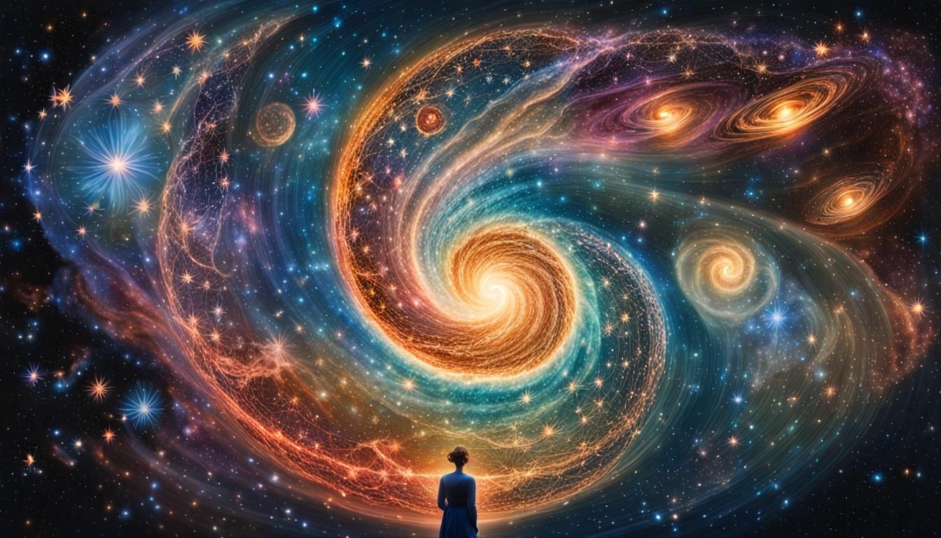 Ethereal Celestial Figure Swirling in Galactic Close Ups