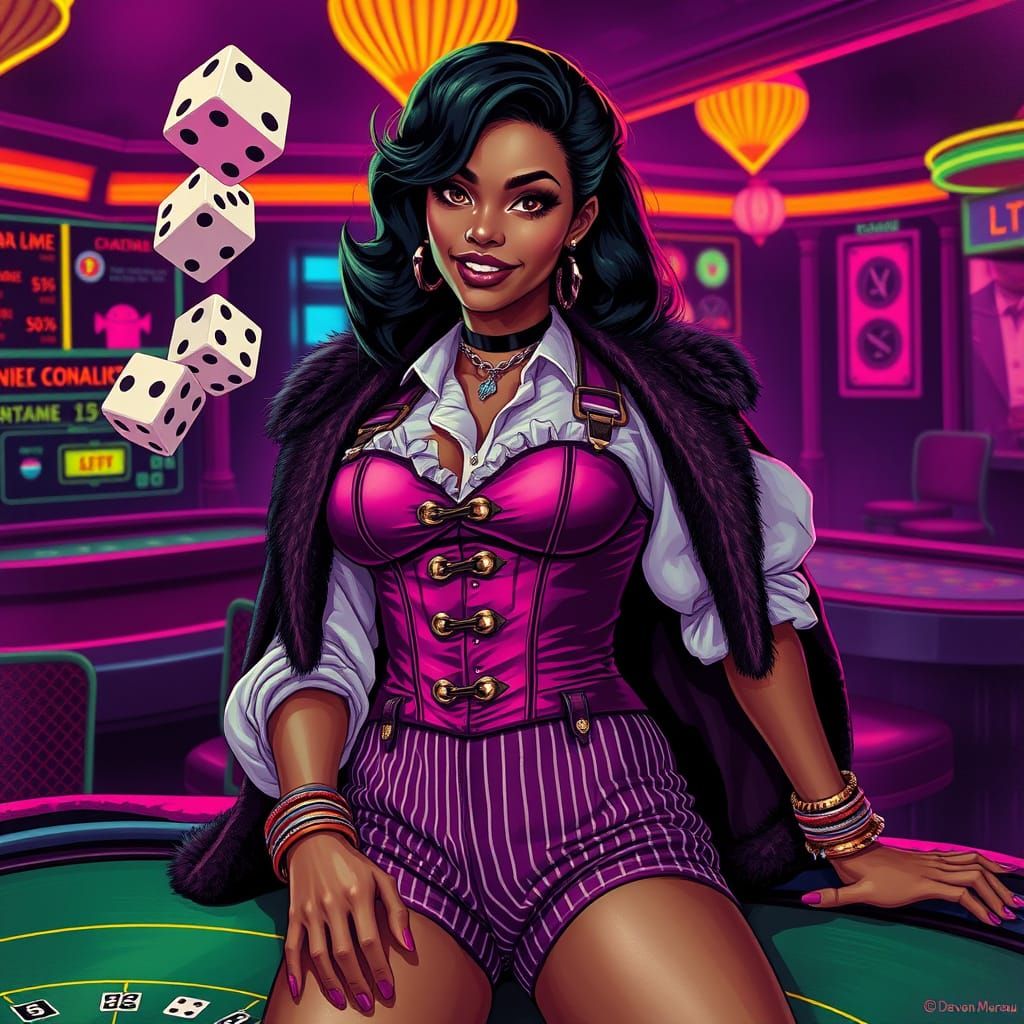 Nonbinary Femme in Noir Velvet Corset and Pinstriped Shorts,...