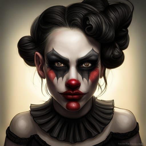creepy young clown girl