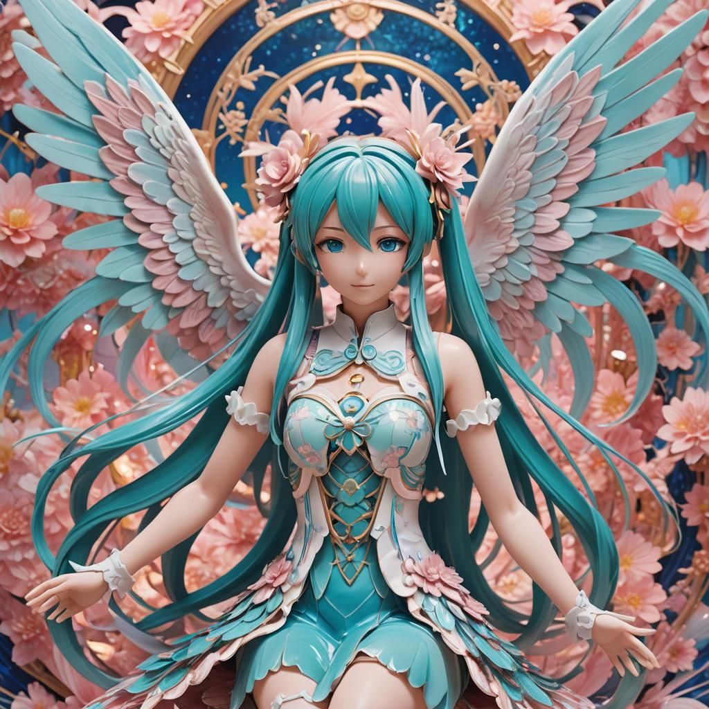 Vibrant Anime Seraphim Reborn in Delicate Porcelain